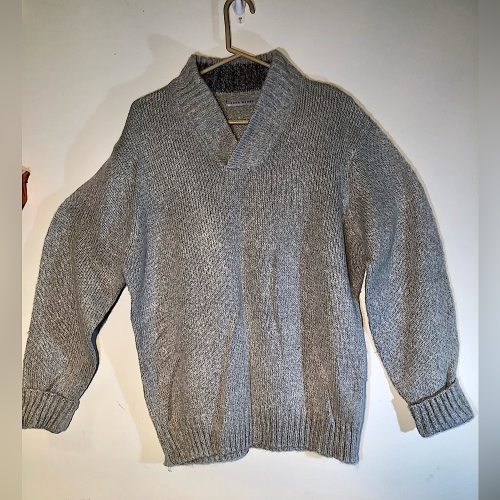 John Henry Shawl Collar,Cable knit Sweater. XL like new.